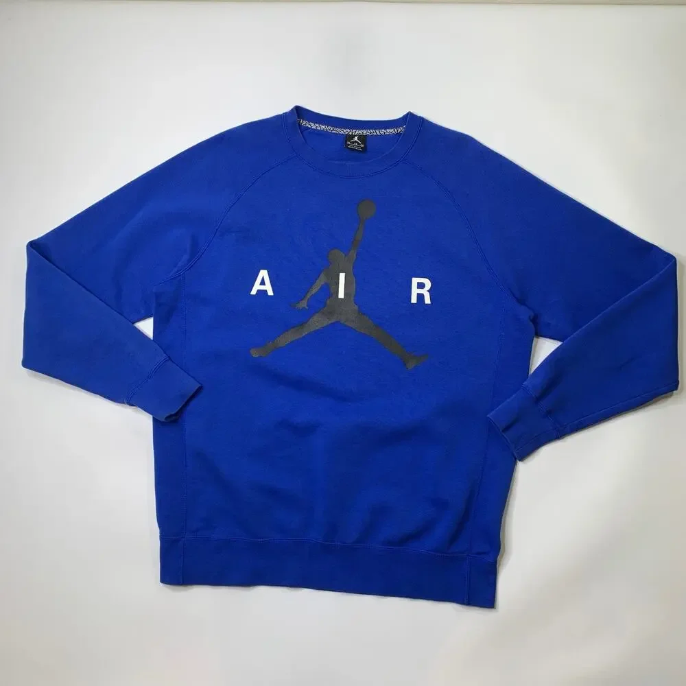 Nike Jordan Sweatshirt Mens Extra Large Harbor Blue Jumpman Brushed Crew Fleece